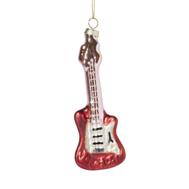 Kersthanger gitaar - rood - 15x5x2.5 cm